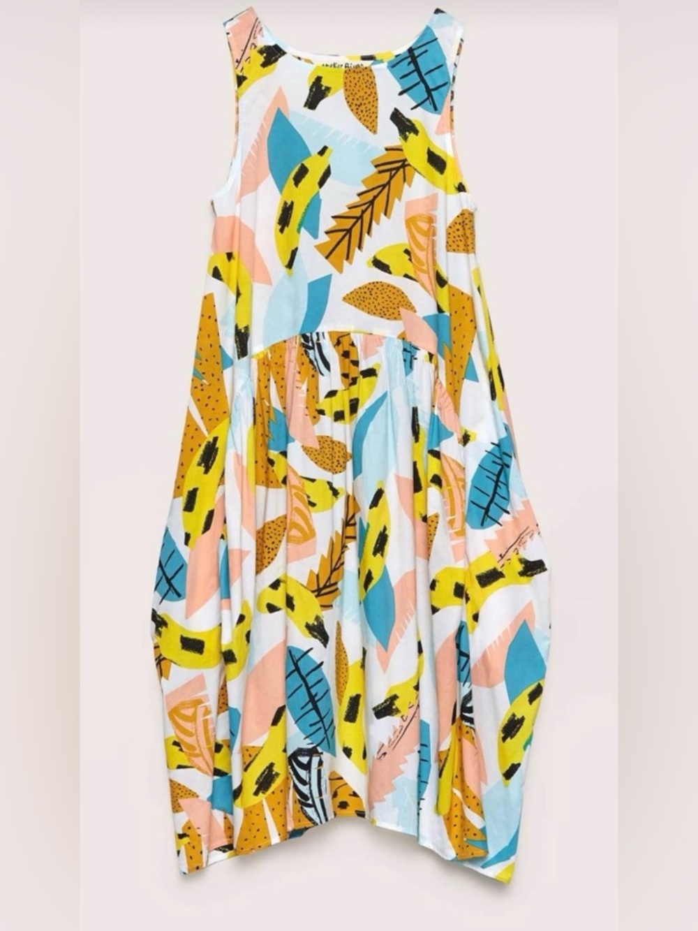 Gorman x Atelier bingo Banana Dress organic cotton abstract balloon dress Sz 14